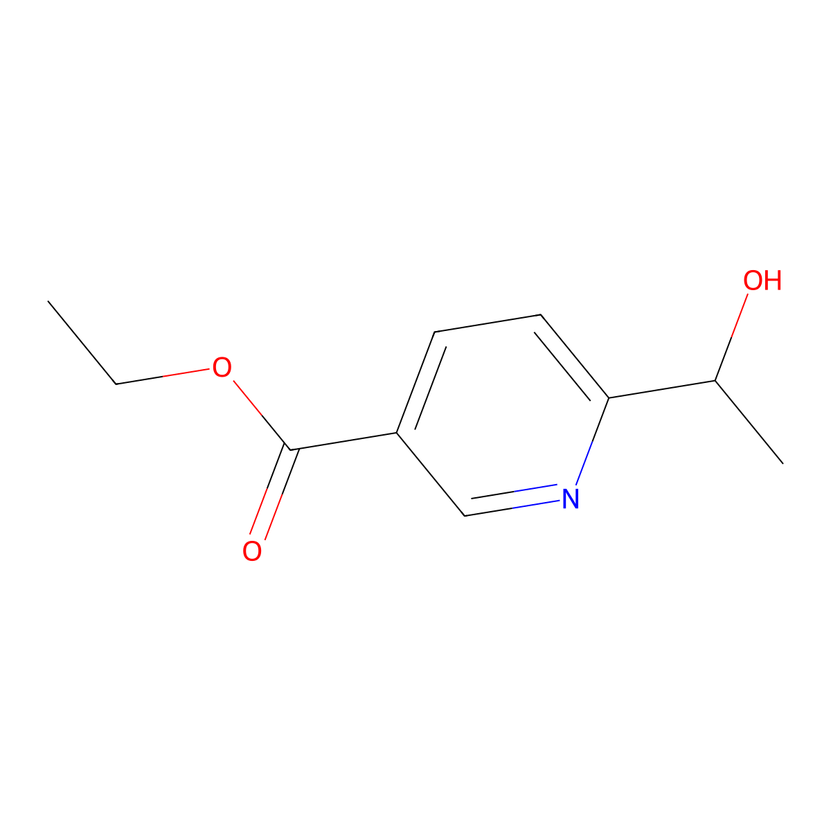 Ethyl 6-(1-hydroxyethyl)nicotinate molecular structure, CAS 52830-23-6