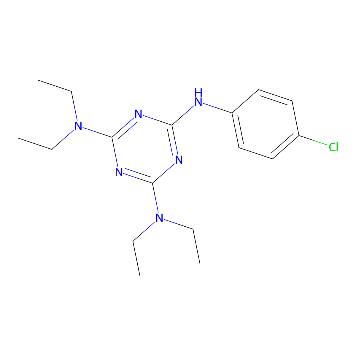 6-N-(4-chlorophenyl)-2-N,2-N,4-N,4-N-tetraethyl-1,3,5-triazine-2,4,6-triamine molecular structure, CAS 52830-31-6