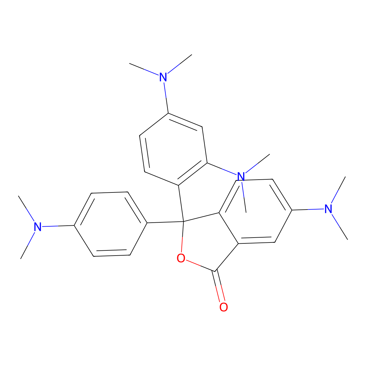 1(3H)-Isobenzofuranone, 3-(2,4-bis(dimethylamino)phenyl)-6-(dimethylamino)-3-(4-(dimethylamino)phenyl)- molecular structure, CAS 52830-74-7