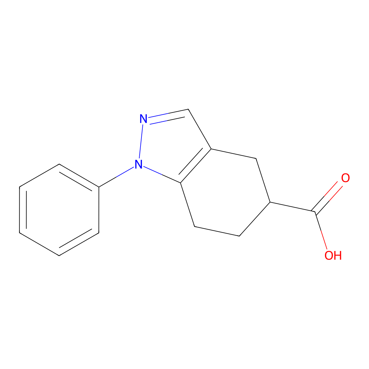 1-Phenyl-4,5,6,7-tetrahydroindazole-5-carboxylic acid molecular structure, CAS 52834-14-7