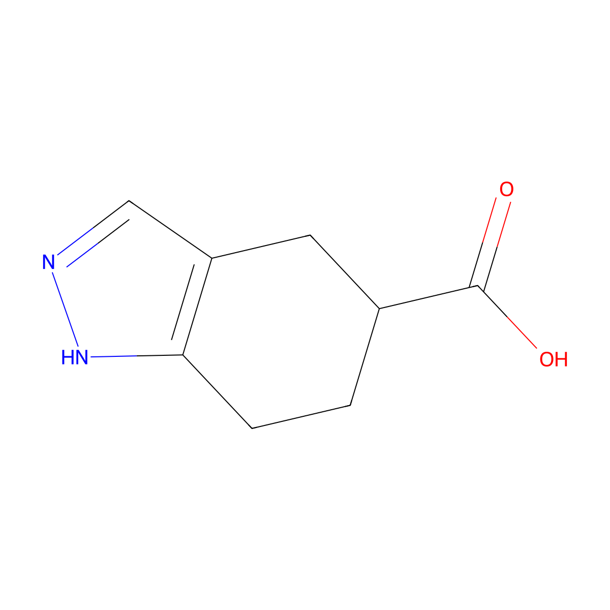 4,5,6,7-tetrahydro-1H-indazole-5-carboxylic acid molecular structure, CAS 52834-38-5