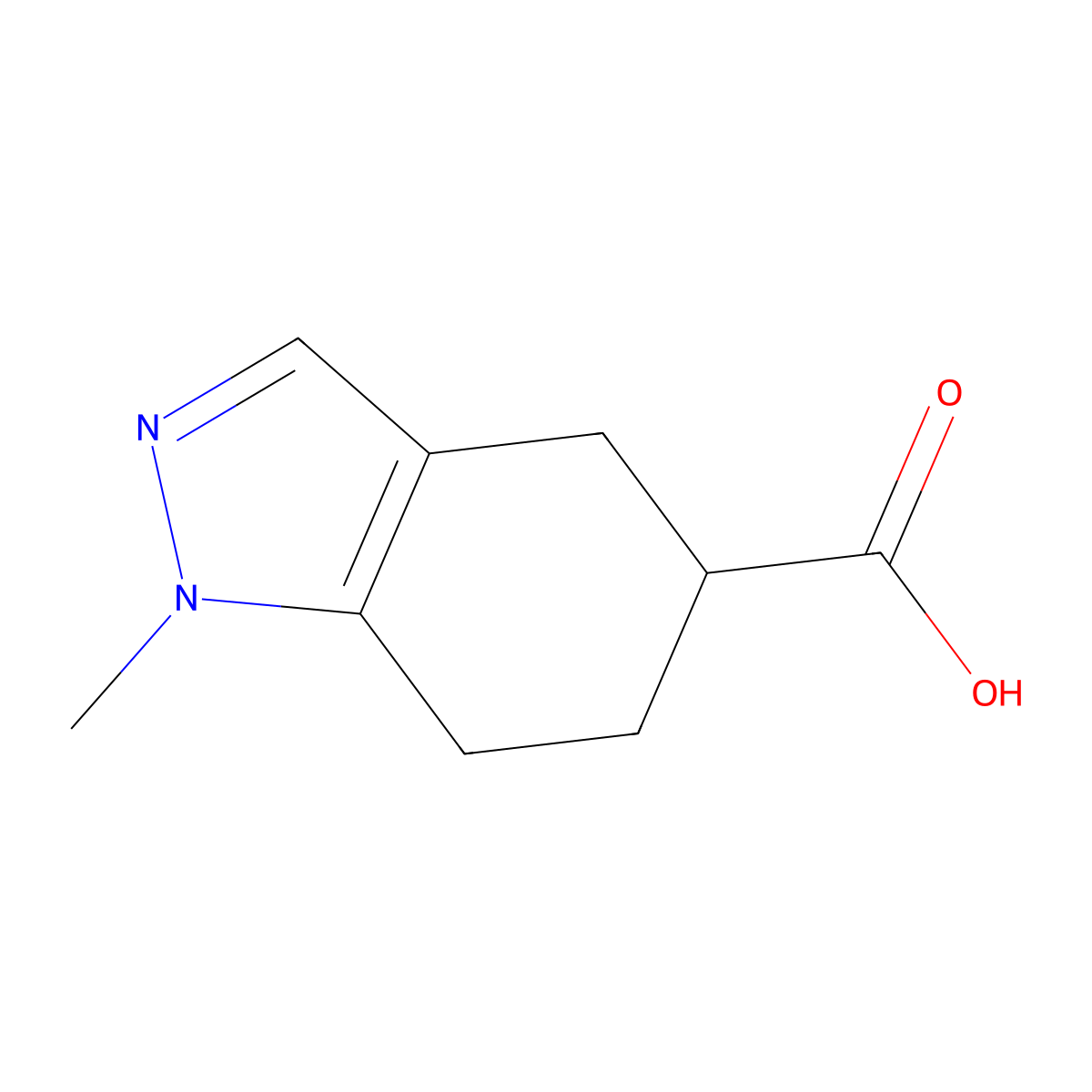 1-methyl-4,5,6,7-tetrahydro-1H-indazole-5-carboxylic acid molecular structure, CAS 52834-59-0