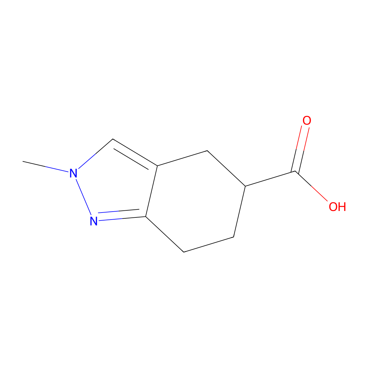 2-methyl-4,5,6,7-tetrahydro-2H-indazole-5-carboxylic acid molecular structure, CAS 52834-60-3