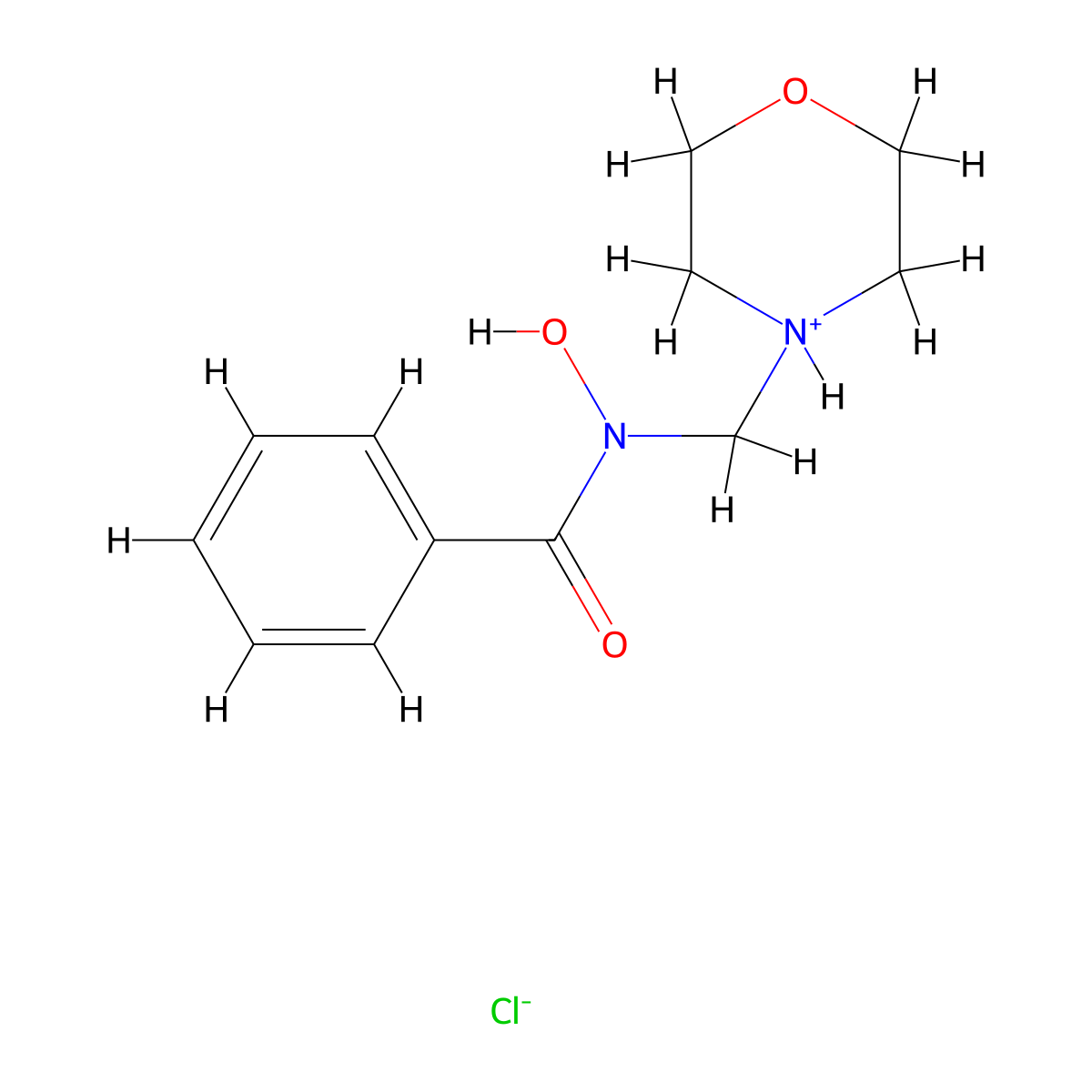 Benzohydroxamic acid, N-morpholinomethyl-, hydrochloride molecular structure, CAS 52839-04-0