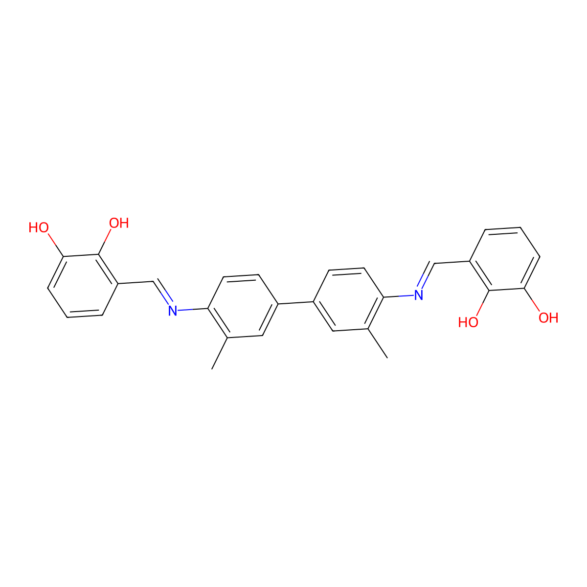 3-[[4-[4-[(2,3-Dihydroxyphenyl)methylideneamino]-3-methylphenyl]-2-methylphenyl]iminomethyl]benzene-1,2-diol molecular structure, CAS 5284-23-1