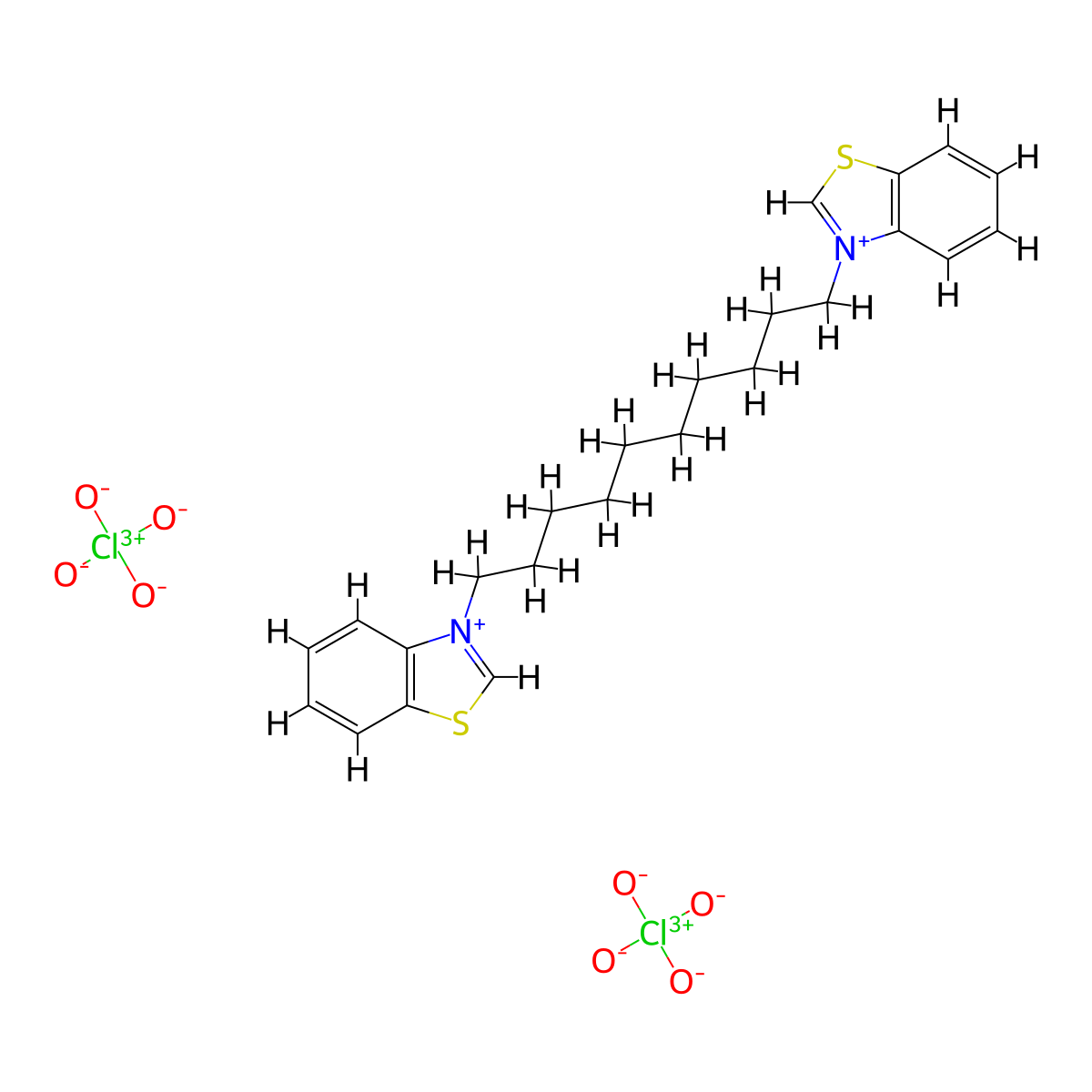 Benzothiazolium, 3,3'-(1,10-decanediyl)bis-, perchlorate (1:2) molecular structure, CAS 5284-75-3
