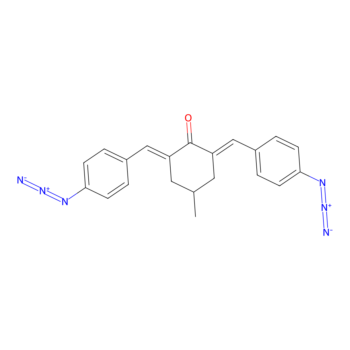 2,6-Bis(4-azidobenzylidene)-4-methylcyclohexan-1-one molecular structure, CAS 5284-79-7