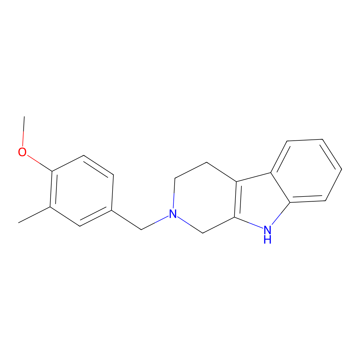 2-(4-methoxy-3-methylbenzyl)-2,3,4,9-tetrahydro-1H-beta-carboline molecular structure, CAS 5285-15-4