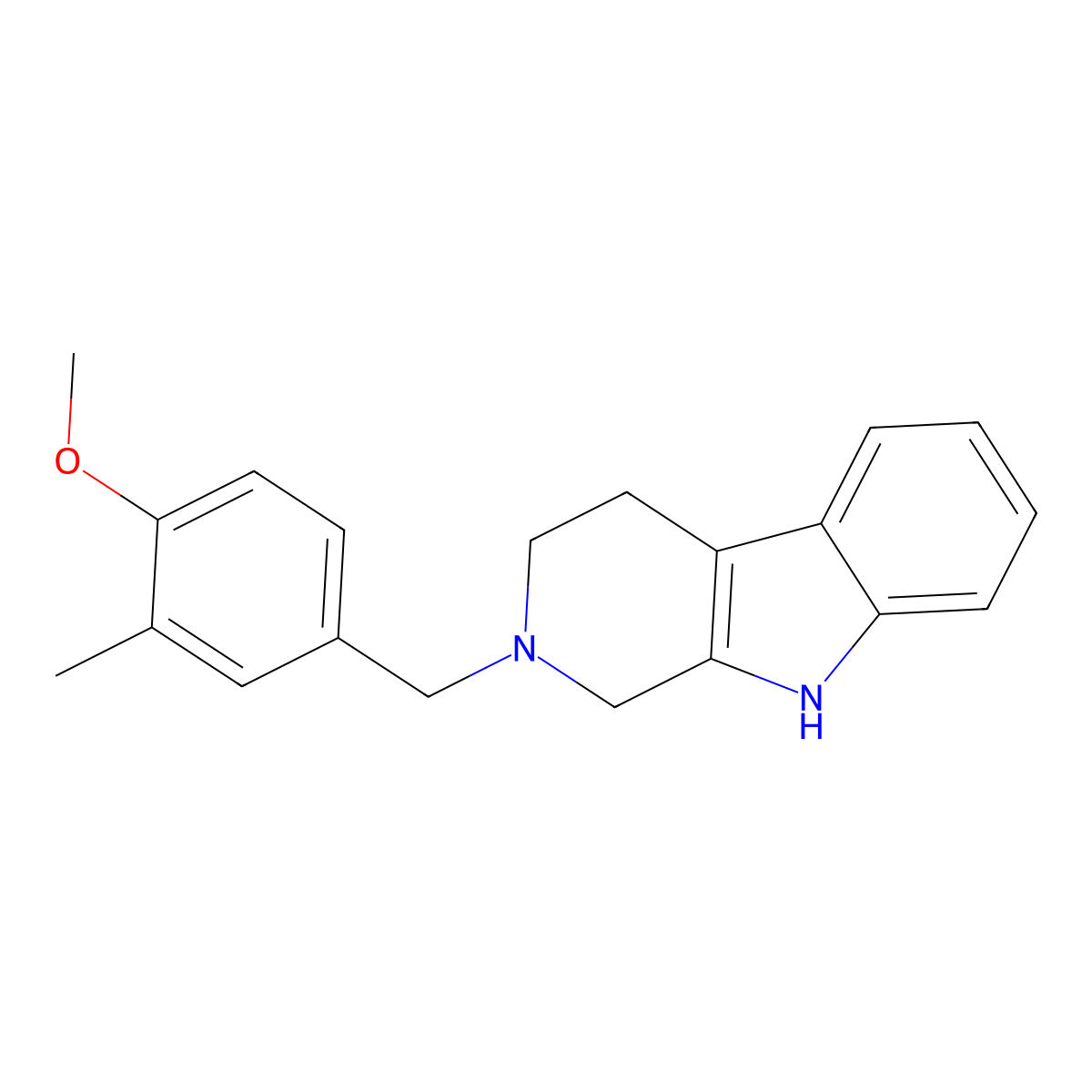 2-(4-methoxy-3-methylbenzyl)-2,3,4,9-tetrahydro-1H-beta-carboline molecular structure, CAS 5285-15-4