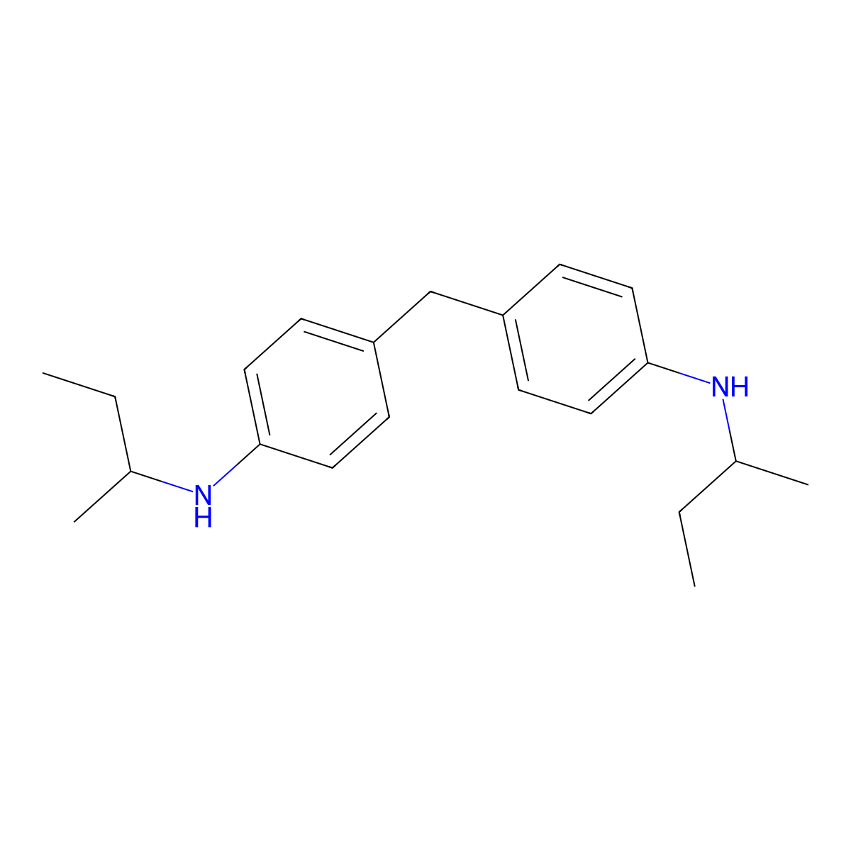 Benzenamine, 4,4'-methylenebis[N-(1-methylpropyl)- molecular structure, CAS 5285-60-9