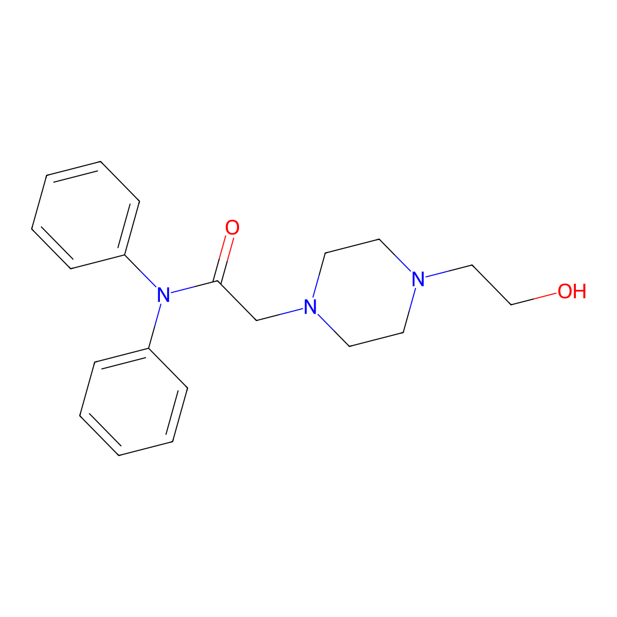 1-Piperazineacetamide, N,N-diphenyl-4-(2-hydroxyethyl)- molecular structure, CAS 52850-11-0