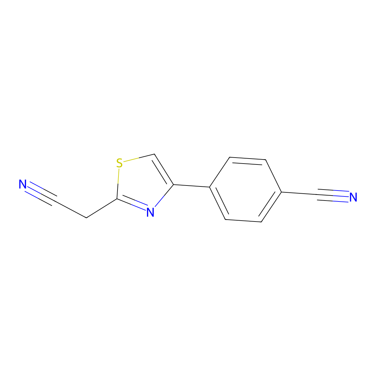 4-[2-(Cyanomethyl)-1,3-thiazol-4-yl]benzonitrile molecular structure, CAS 528522-91-0