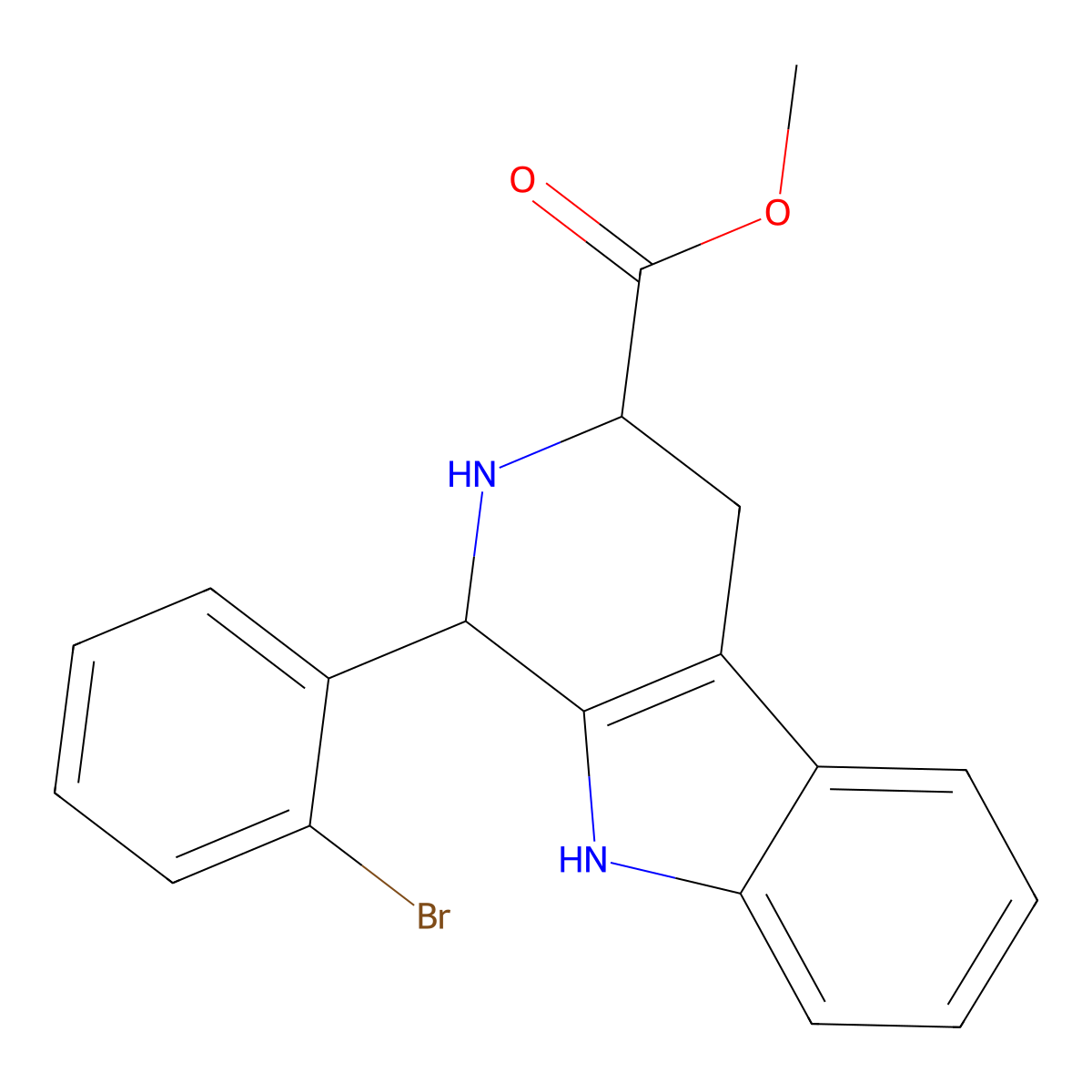 methyl 1-(2-bromophenyl)-2,3,4,9-tetrahydro-1H-pyrido[3,4-b]indole-3-carboxylate molecular structure, CAS 528523-10-6