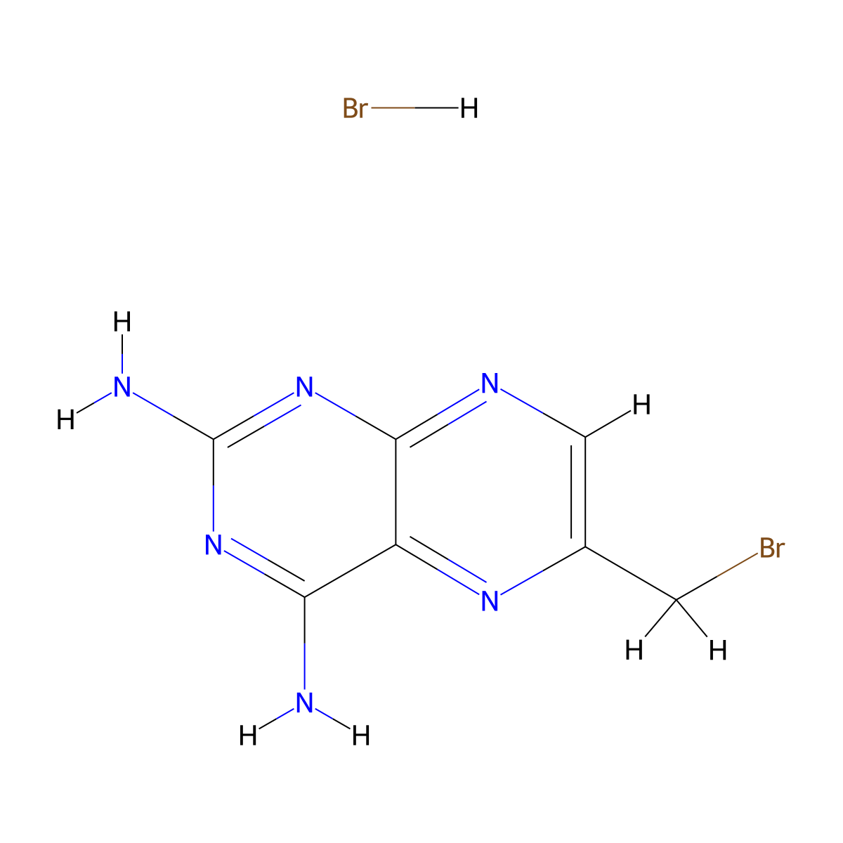 6-(Bromomethyl)-2-imino-2,3-dihydropteridin-4-amine--hydrogen bromide (1/1) molecular structure, CAS 52853-40-4