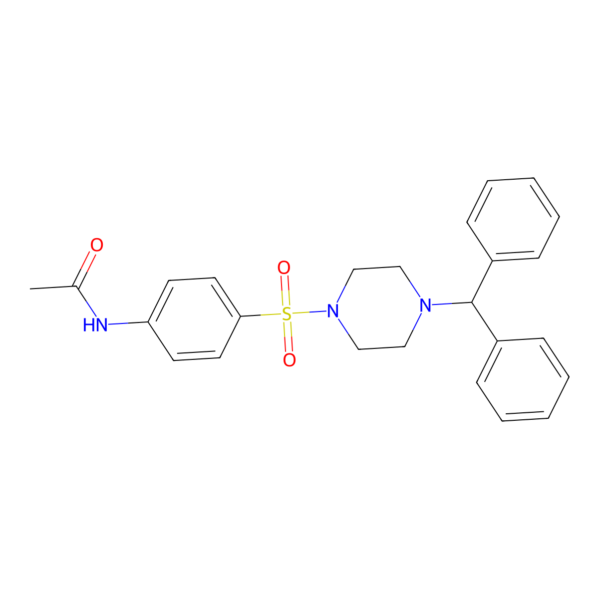 N-(4-((4-(Diphenylmethyl)piperazinyl)sulfonyl)phenyl)ethanamide molecular structure, CAS 528531-45-5