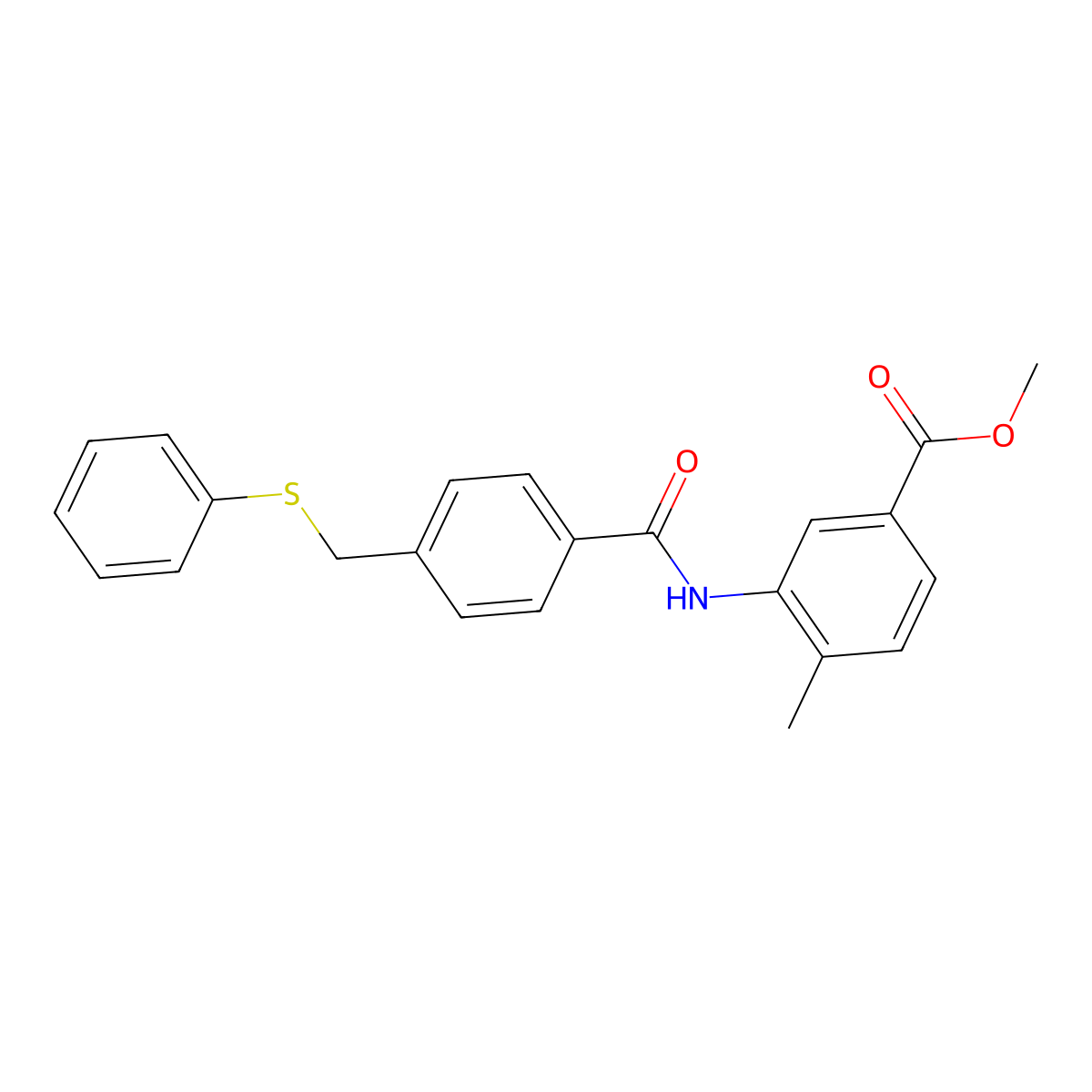 Methyl 4-methyl-3-[({4-[(phenylsulfanyl)methyl]phenyl}carbonyl)amino]benzoate molecular structure, CAS 528531-87-5