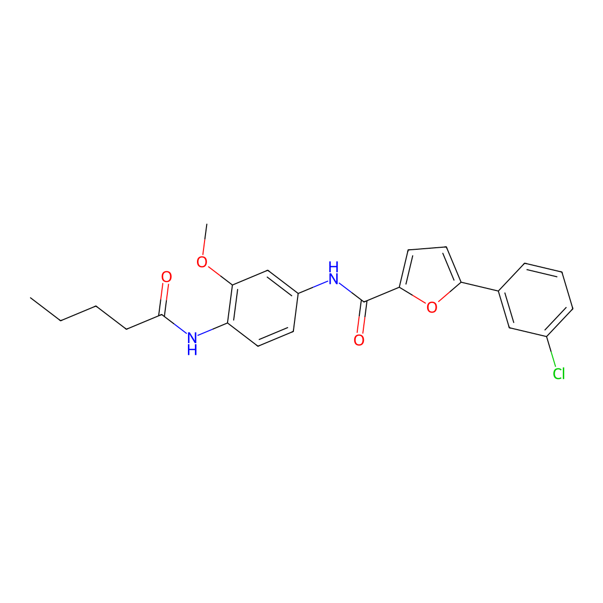 5-(3-chlorophenyl)-N-[3-methoxy-4-(pentanoylamino)phenyl]furan-2-carboxamide molecular structure, CAS 528532-66-3