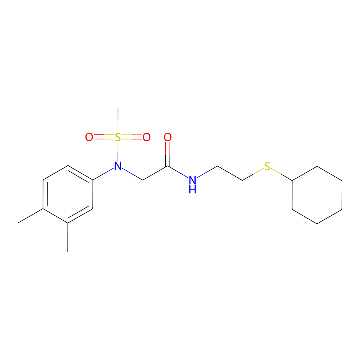 N-(2-cyclohexylsulfanylethyl)-2-(3,4-dimethyl-N-methylsulfonylanilino)acetamide molecular structure, CAS 528535-53-7