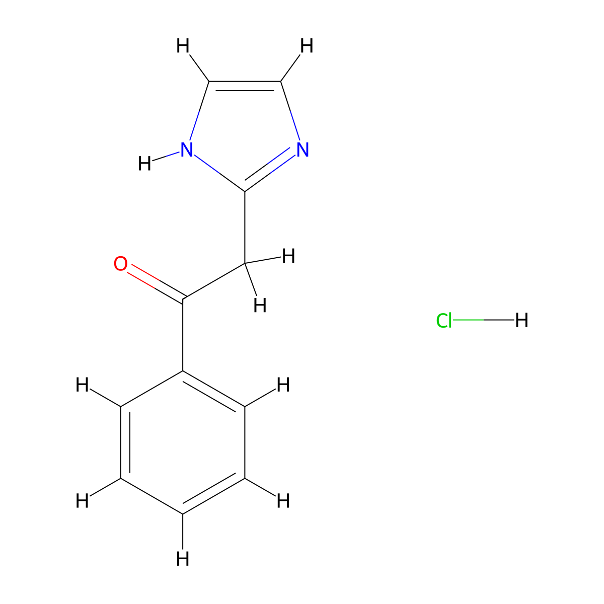 2-(1H-imidazol-2-yl)-1-phenylethan-1-one hydrochloride molecular structure, CAS 52855-74-0