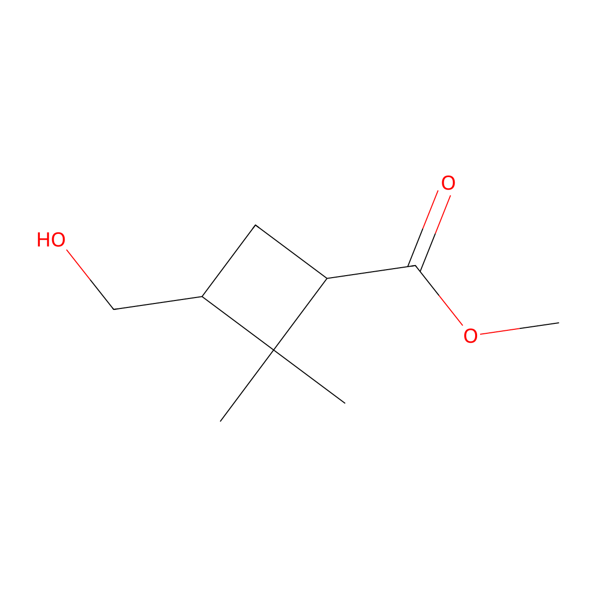 methyl (1R,3S)-3-(hydroxymethyl)-2,2-dimethylcyclobutane-1-carboxylate molecular structure, CAS 528560-18-1