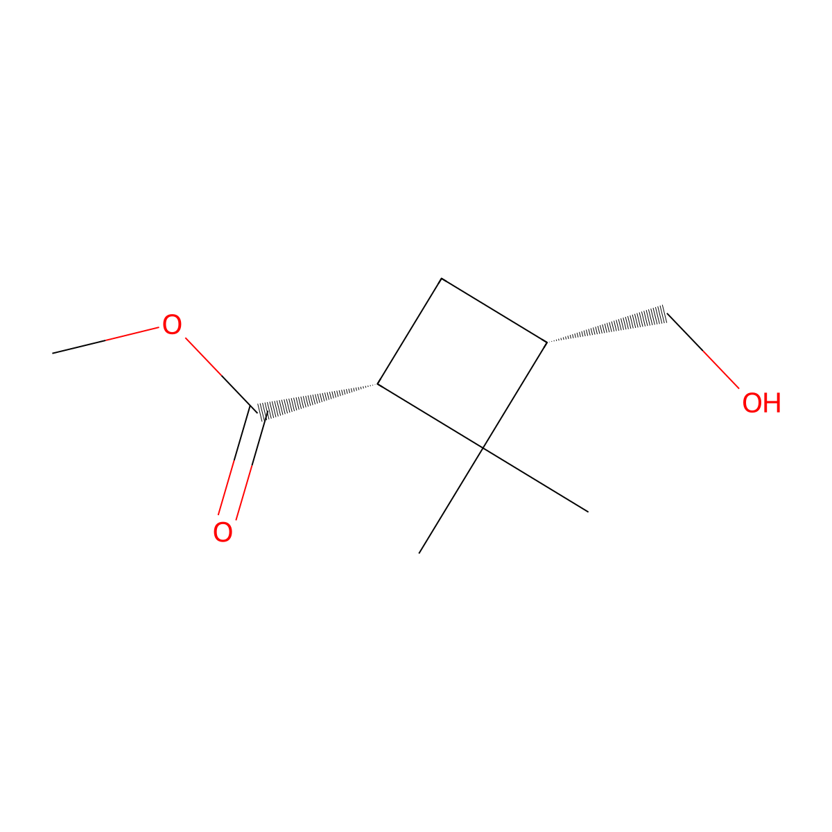 methyl (1R,3S)-3-(hydroxymethyl)-2,2-dimethylcyclobutane-1-carboxylate molecular structure, CAS 528560-18-1