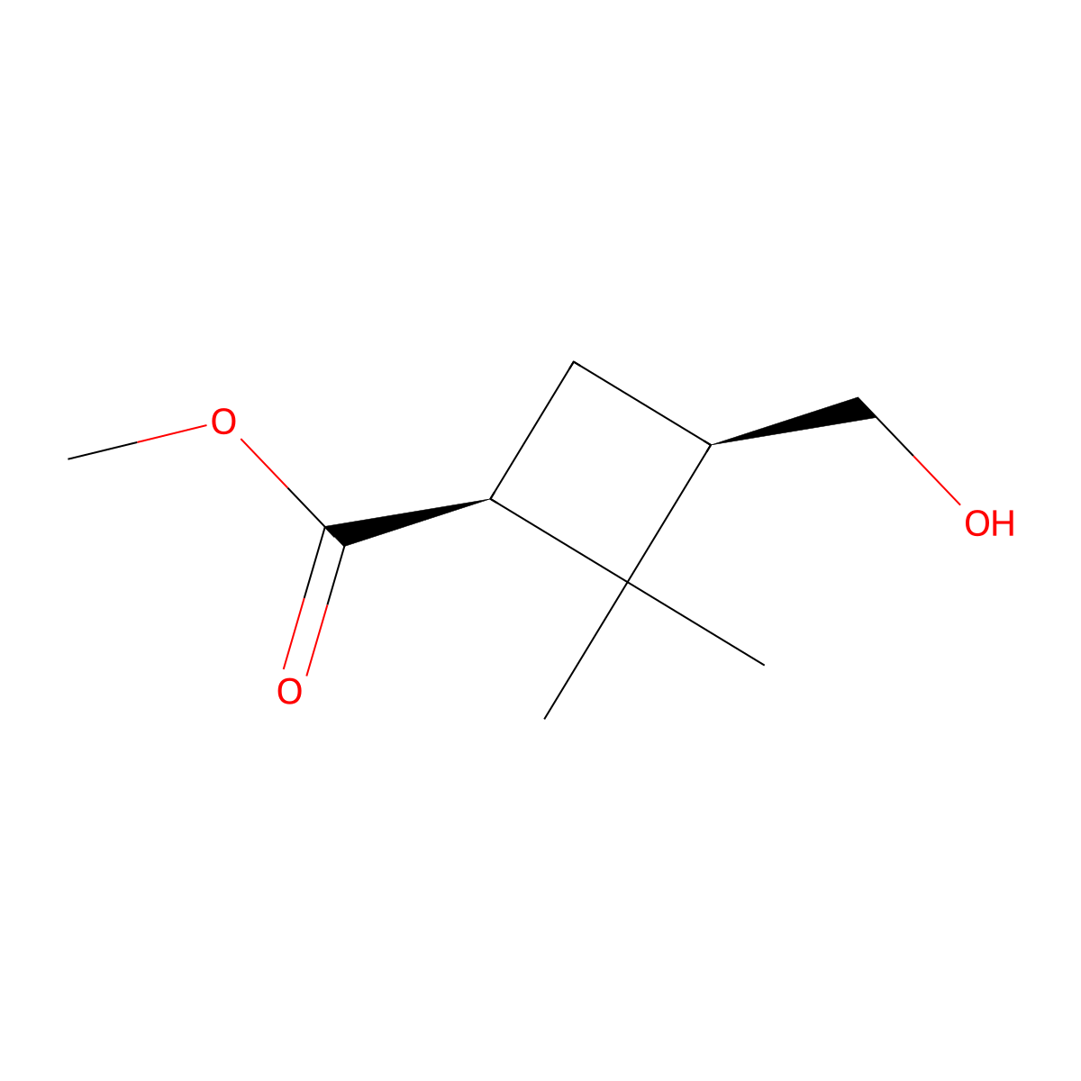 Methyl (1S,3R)-3-(hydroxymethyl)-2,2-dimethylcyclobutane-1-carboxylate molecular structure, CAS 528560-24-9