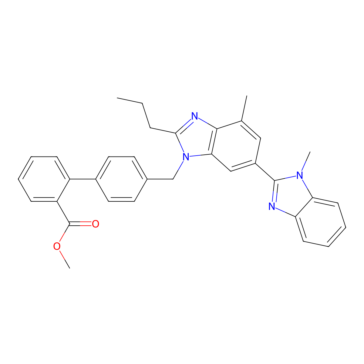 Telmisartan methyl ester molecular structure, CAS 528560-93-2