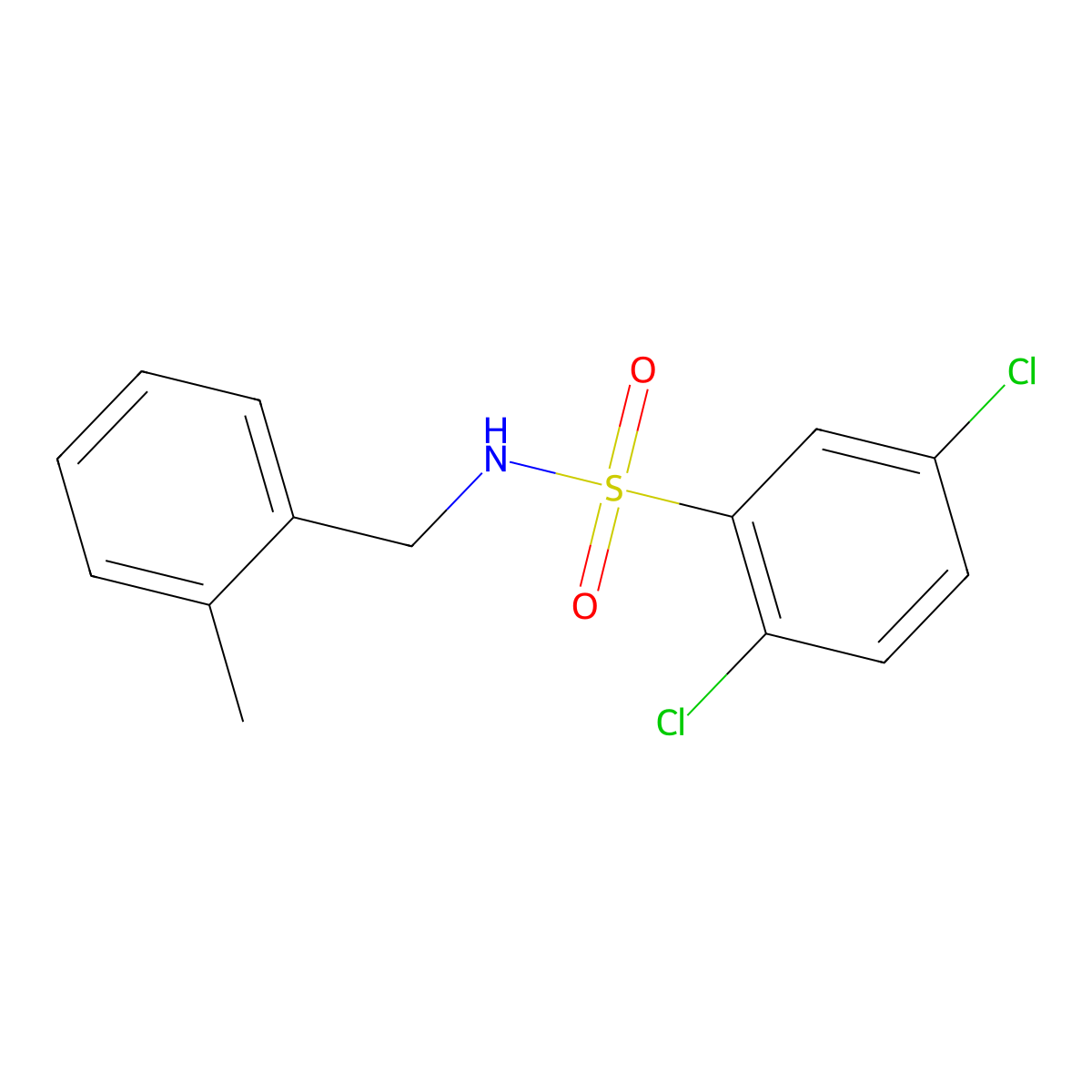 2,5-dichloro-N-[(2-methylphenyl)methyl]benzenesulfonamide molecular structure, CAS 528561-86-6