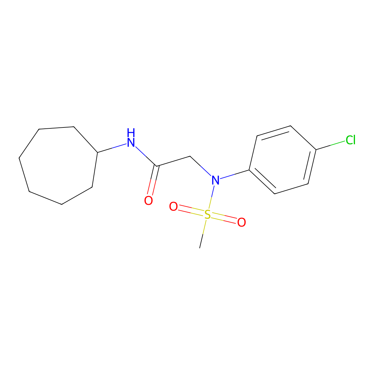 2-(4-chloro-N-methylsulfonylanilino)-N-cycloheptylacetamide molecular structure, CAS 528565-15-3