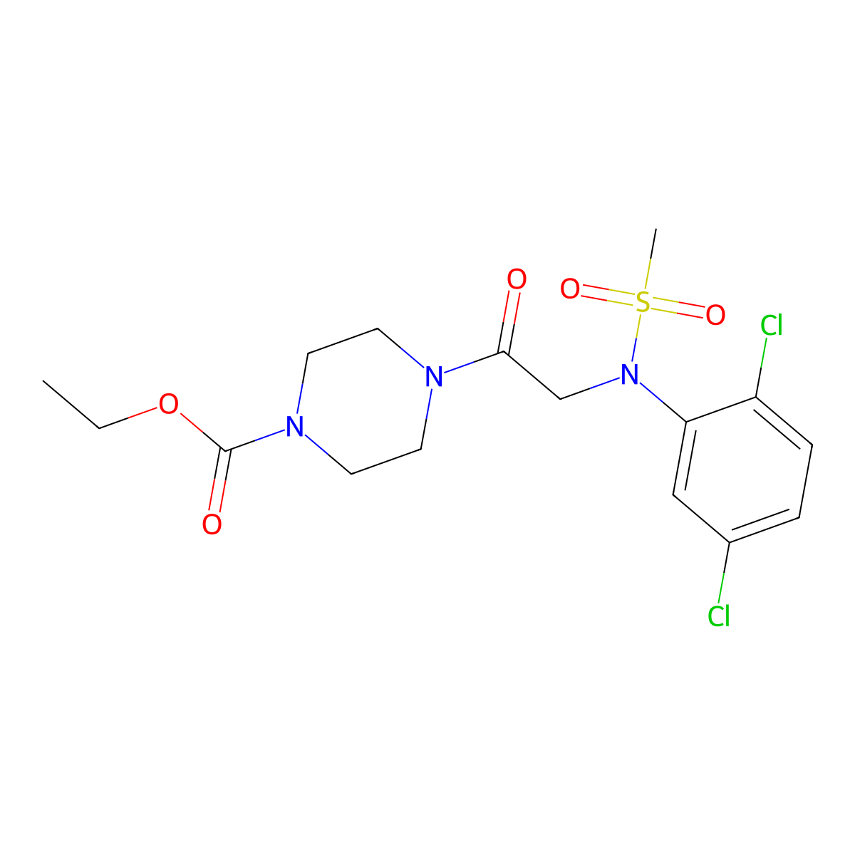 ethyl 4-[N-(2,5-dichlorophenyl)-N-(methylsulfonyl)glycyl]piperazine-1-carboxylate molecular structure, CAS 528576-59-2