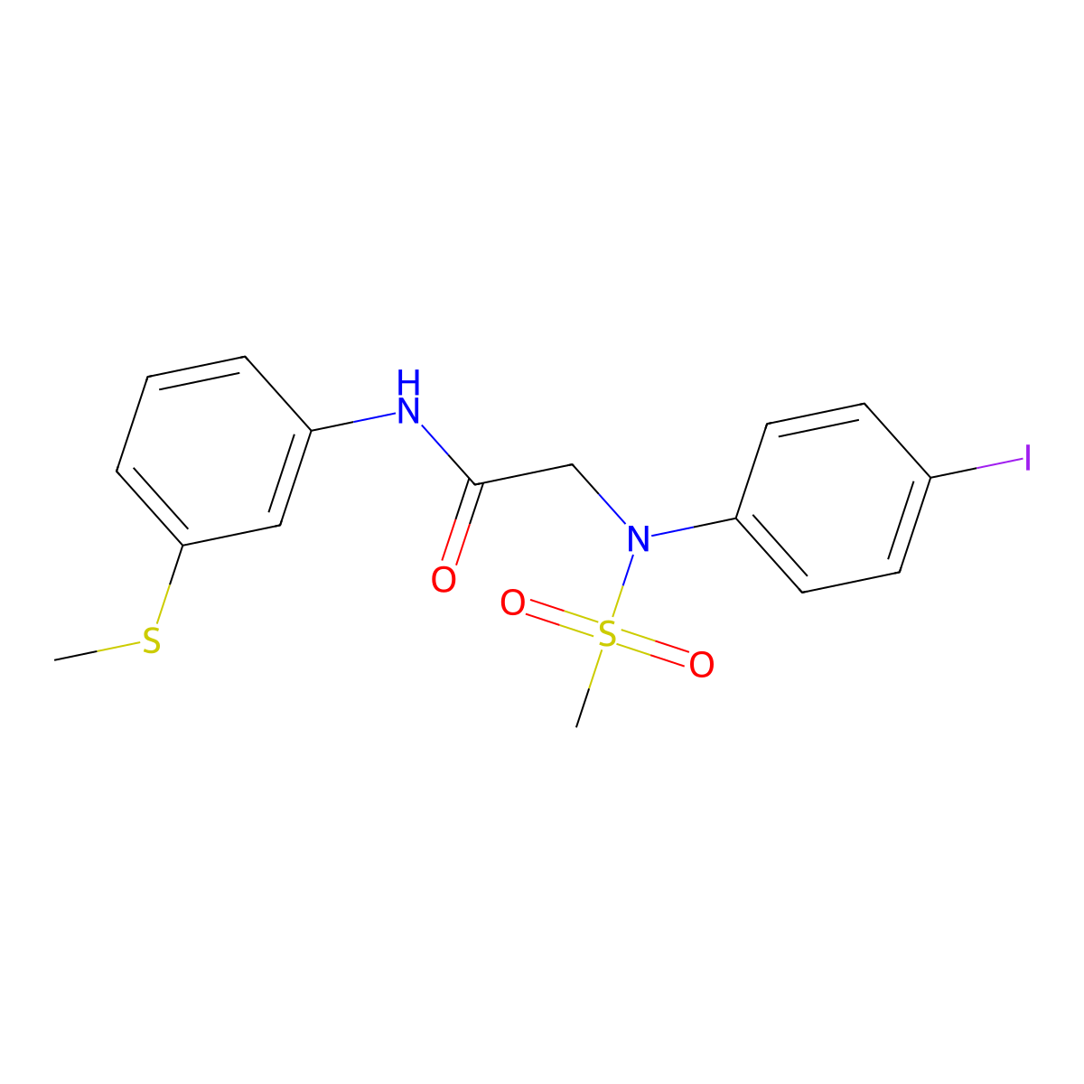 2-(4-iodo-N-methylsulfonylanilino)-N-(3-methylsulfanylphenyl)acetamide molecular structure, CAS 528579-74-0