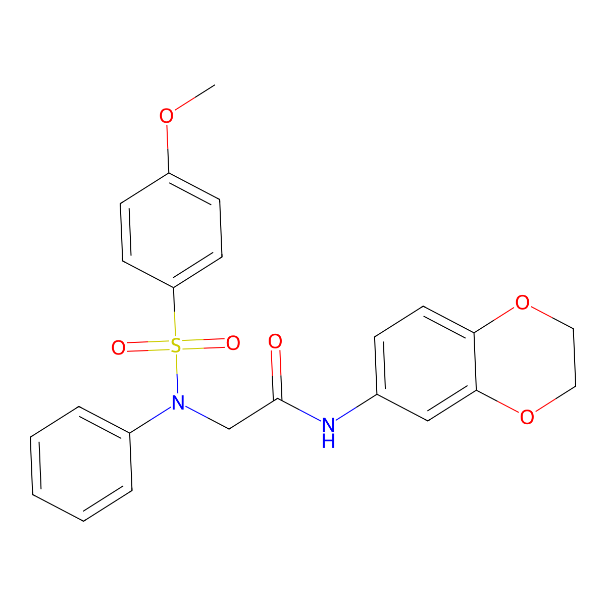 N-(2,3-dihydro-1,4-benzodioxin-6-yl)-2-(N-(4-methoxyphenyl)sulfonylanilino)acetamide molecular structure, CAS 528582-75-4