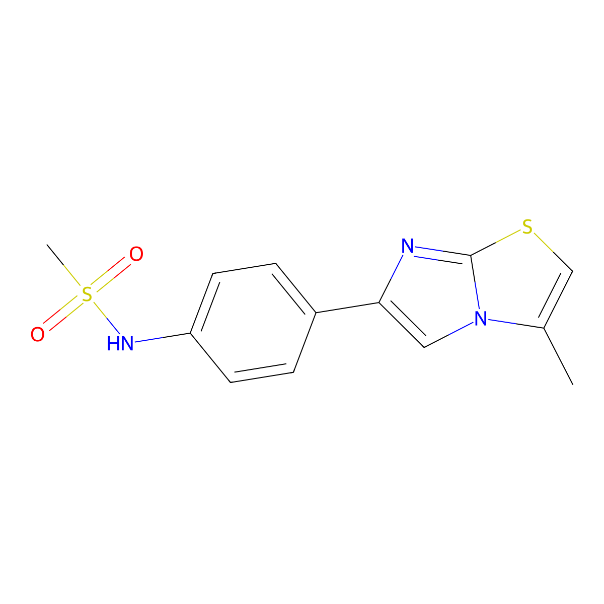 N-(4-(3-methylimidazo[2,1-b]thiazol-6-yl)phenyl)methanesulfonamide molecular structure, CAS 528590-74-1