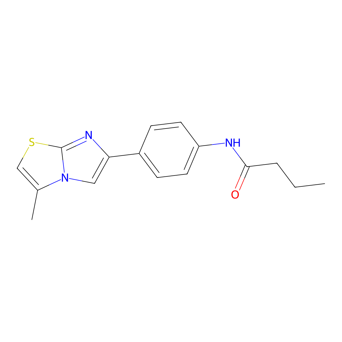 N-(4-(3-methylimidazo[2,1-b]thiazol-6-yl)phenyl)butyramide molecular structure, CAS 528591-05-1