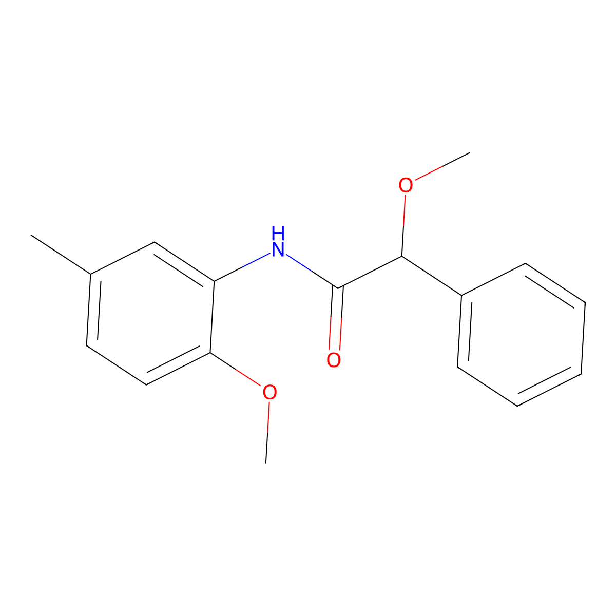 2-methoxy-N-(2-methoxy-5-methylphenyl)-2-phenylacetamide molecular structure, CAS 528591-24-4