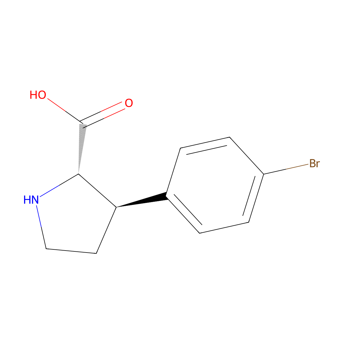 (2S,3R)-3-(4-Bromophenyl)pyrrolidine-2-carboxylic acid molecular structure, CAS 528607-50-3