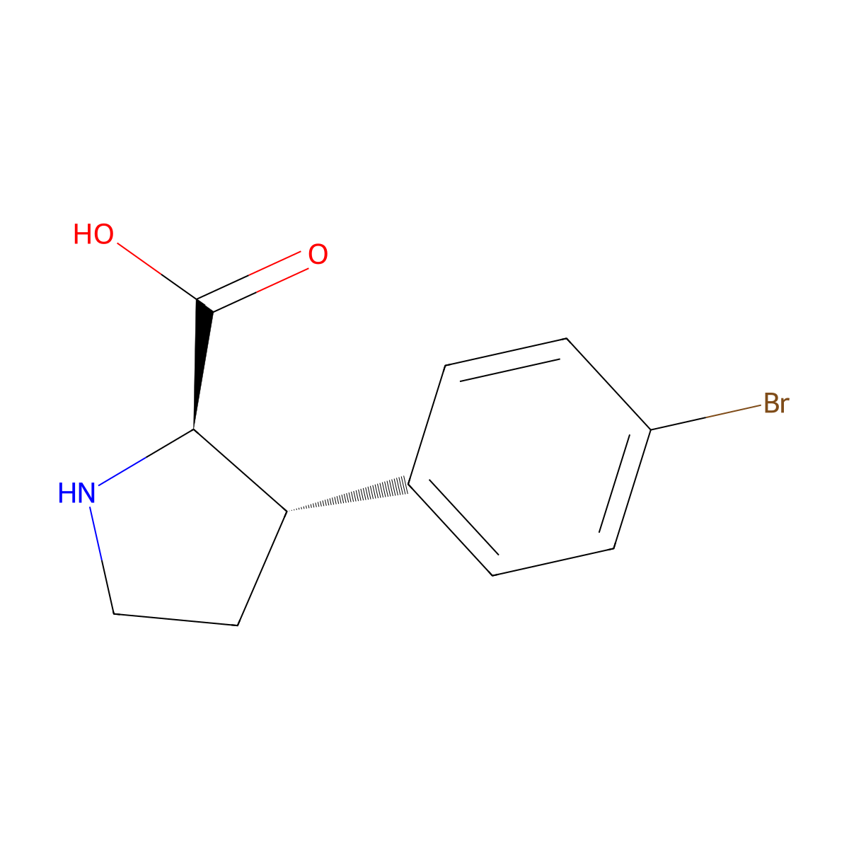(2r,3s)-3-(4-Bromophenyl)pyrrolidine-2-carboxylic acid molecular structure, CAS 528608-23-3