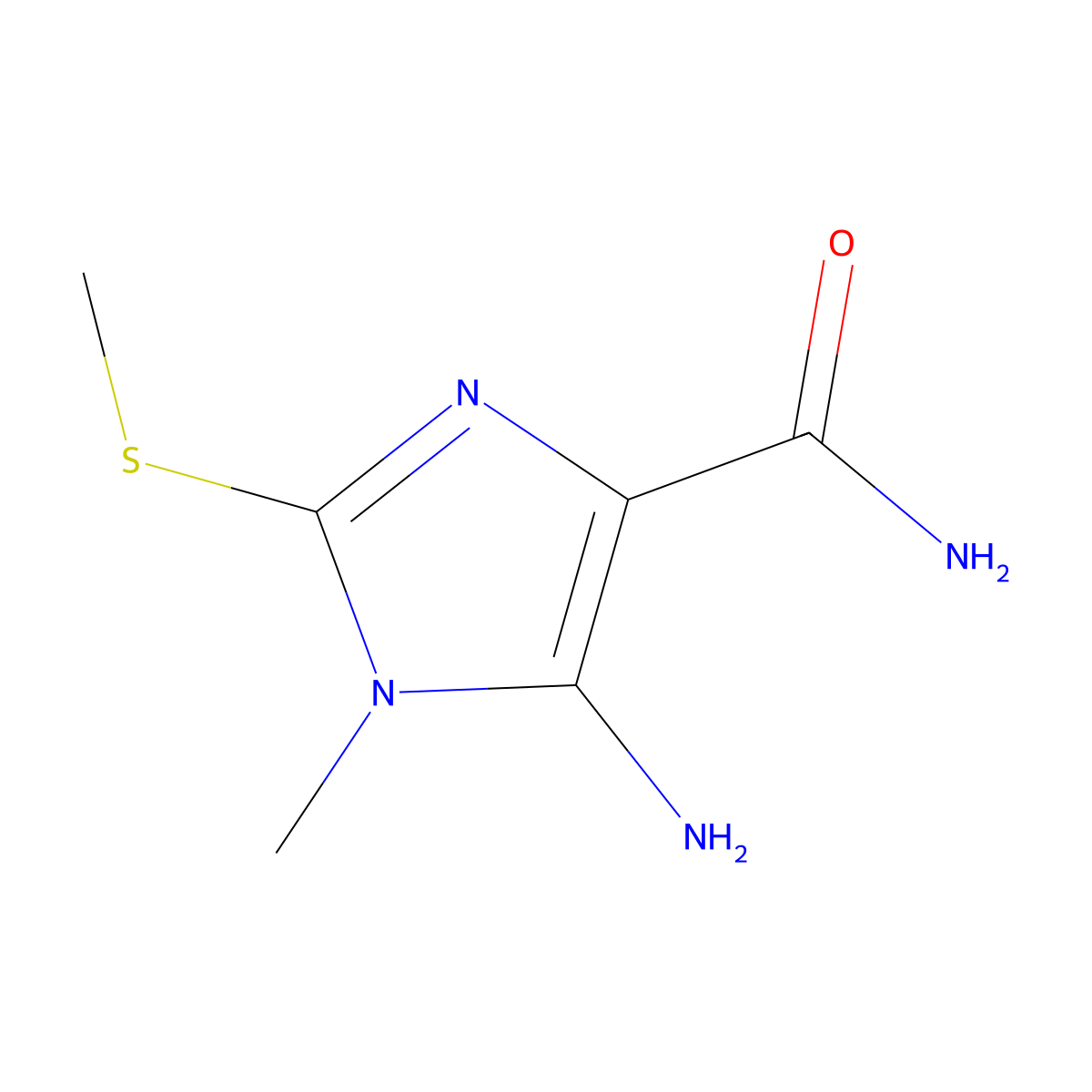 5-Amino-1-methyl-2-(methylthio)-1H-imidazole-4-carboxamide molecular structure, CAS 52868-68-5