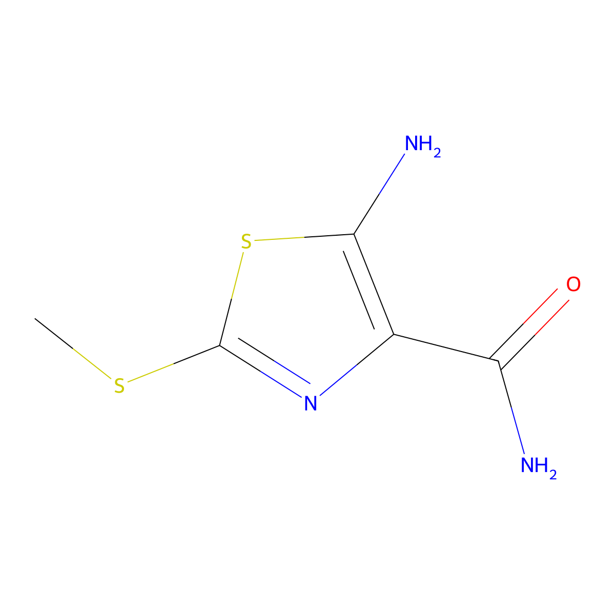 5-Amino-2-(methylthio)-1,3-thiazole-4-carboxamide molecular structure, CAS 52868-69-6