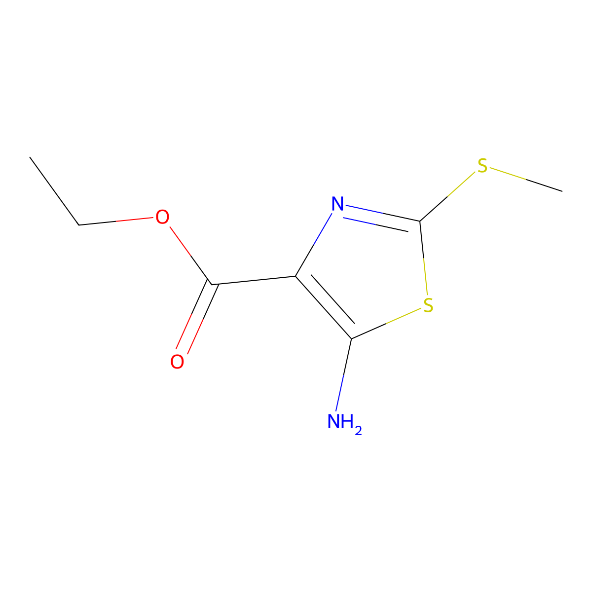 Ethyl 5-amino-2-(methylsulfanyl)-1,3-thiazole-4-carboxylate molecular structure, CAS 52868-70-9