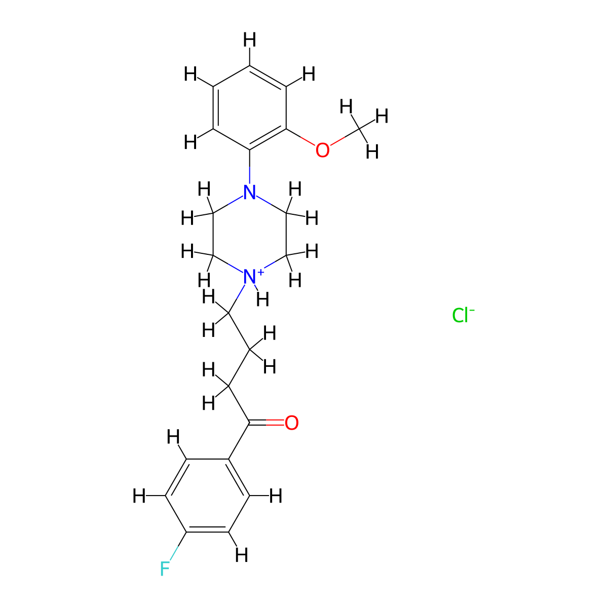 1-(4-Fluorophenyl)-4-(4-(2-methoxyphenyl)piperazin-1-yl)butan-1-one--hydrogen chloride (1/1) molecular structure, CAS 52869-98-4