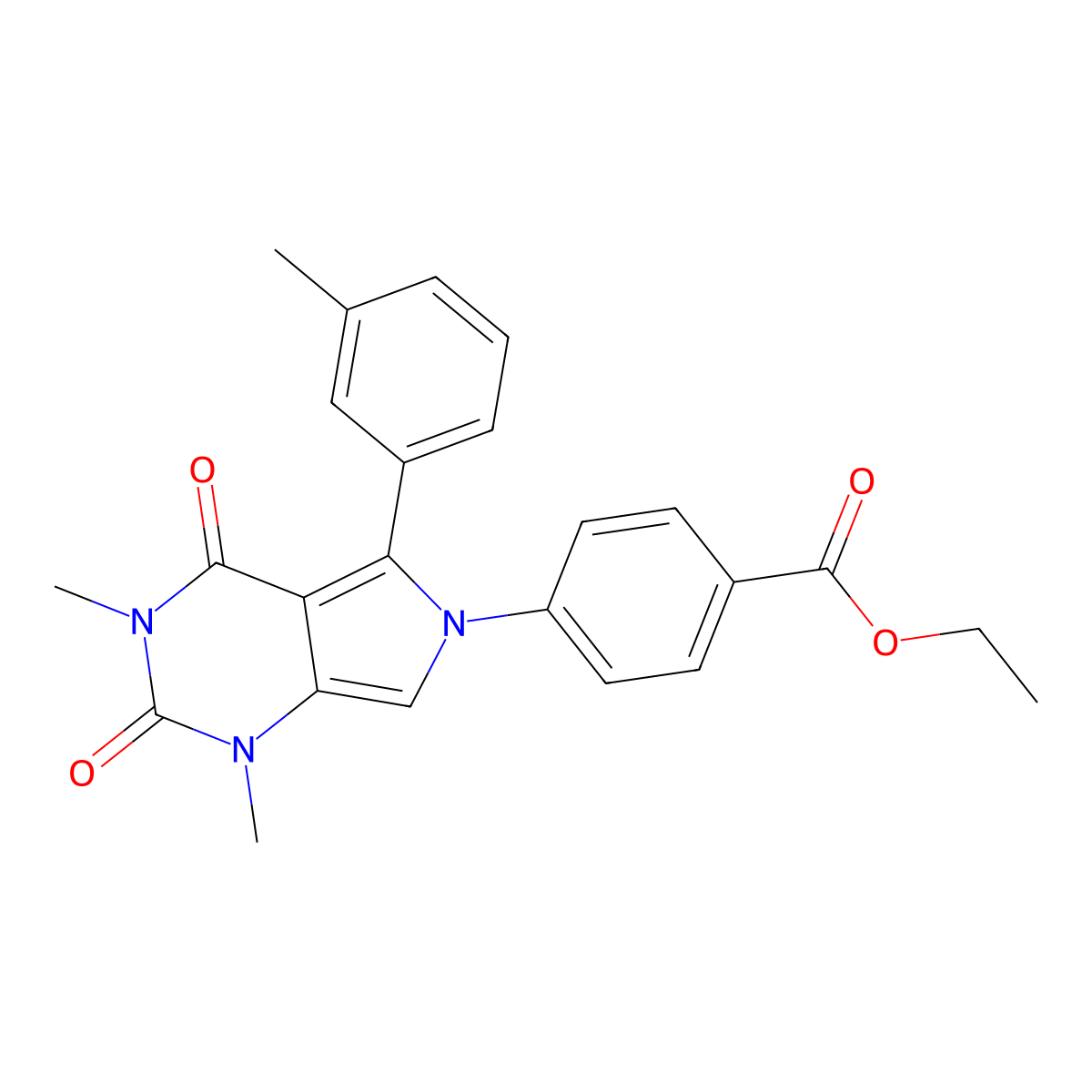 Ethyl 4-[1,3-dimethyl-5-(3-methylphenyl)-2,4-dioxopyrrolo[3,4-d]pyrimidin-6-yl]benzoate molecular structure, CAS 5287-21-8
