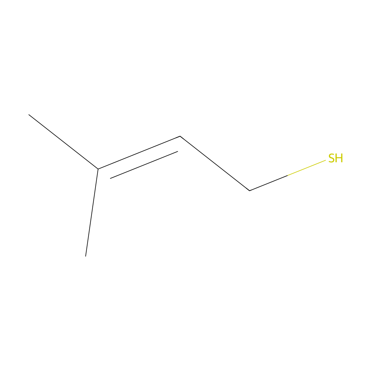 3-Methyl-2-butene-1-thiol molecular structure, CAS 5287-45-6