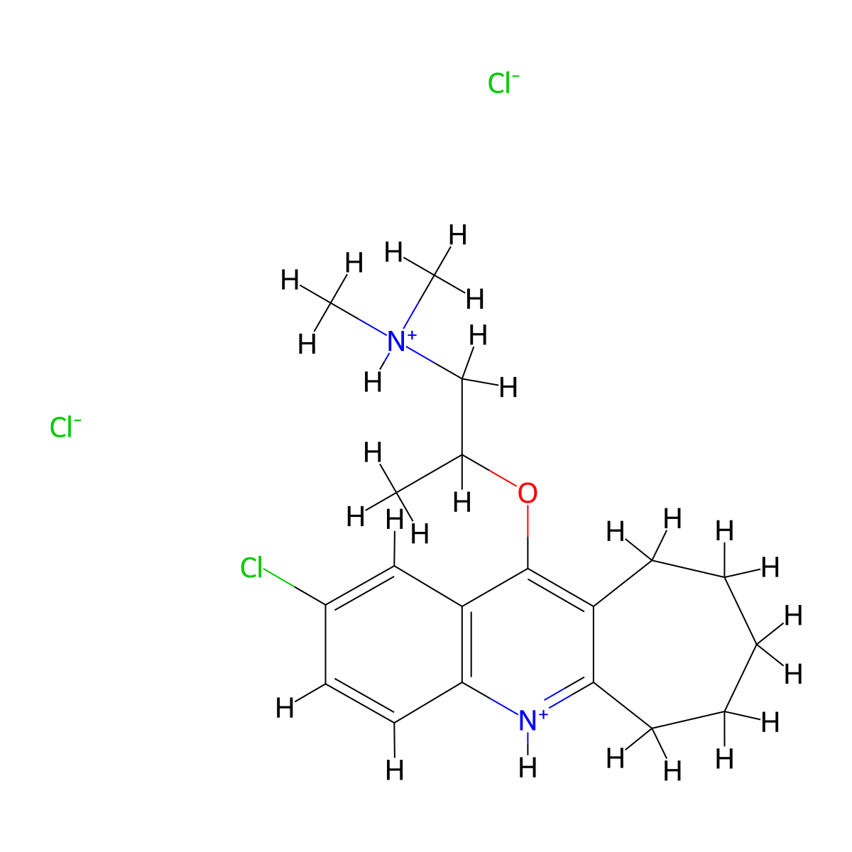 6H-Cyclohepta(b)quinoline, 2-chloro-11-(2-(dimethylamino)-1-methylethoxy)-7,8,9,10-tetrahydro-, dihydrochloride molecular structure, CAS 5287-73-0