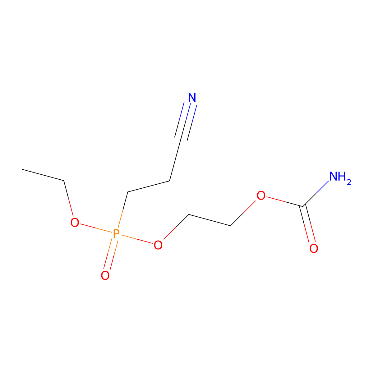 Phosphonic acid, P-(2-cyanoethyl)-, 2-((aminocarbonyl)oxy)ethyl ethyl ester molecular structure, CAS 52870-25-4