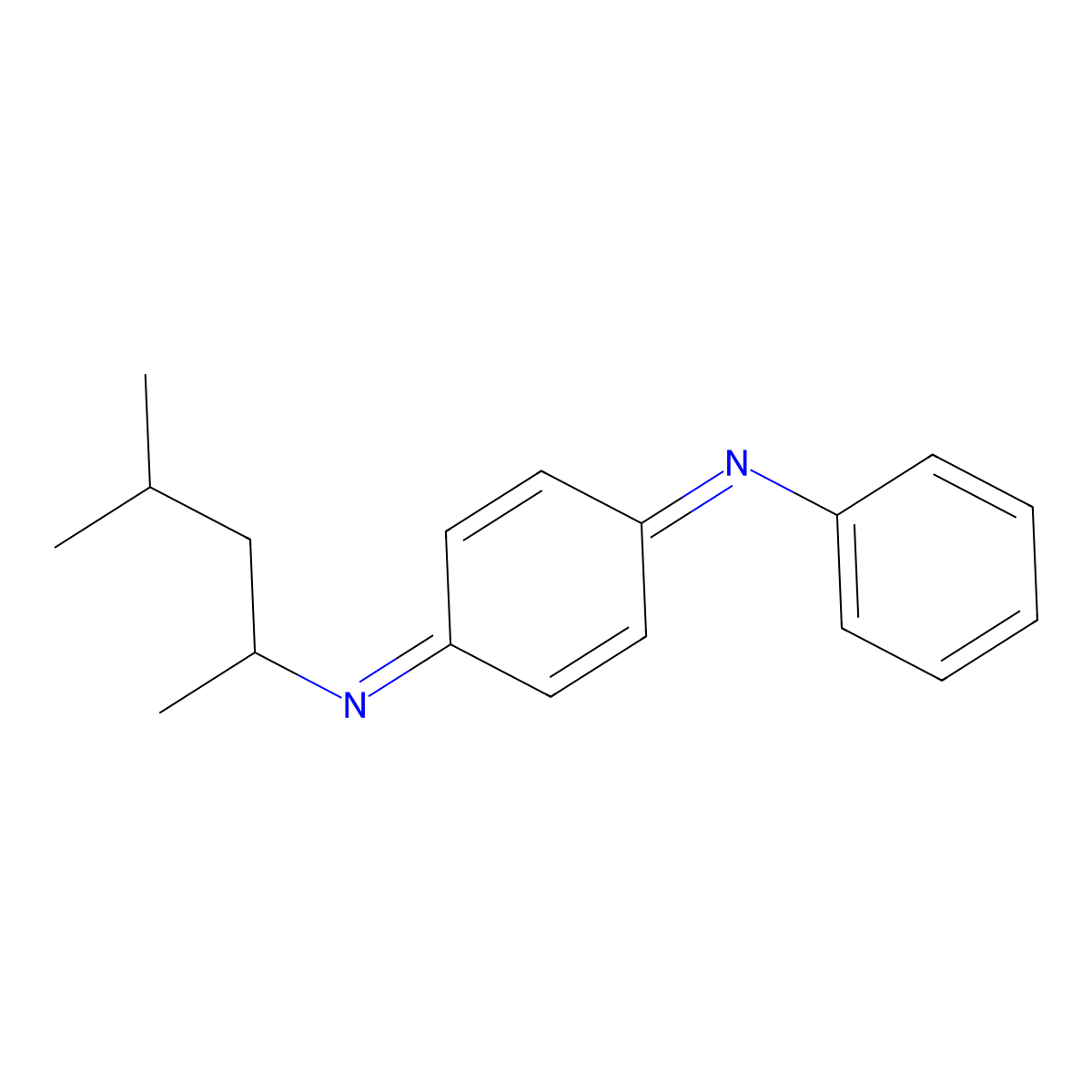 Benzenamine, N-(4-((1,3-dimethylbutyl)imino)-2,5-cyclohexadien-1-ylidene)- molecular structure, CAS 52870-46-9