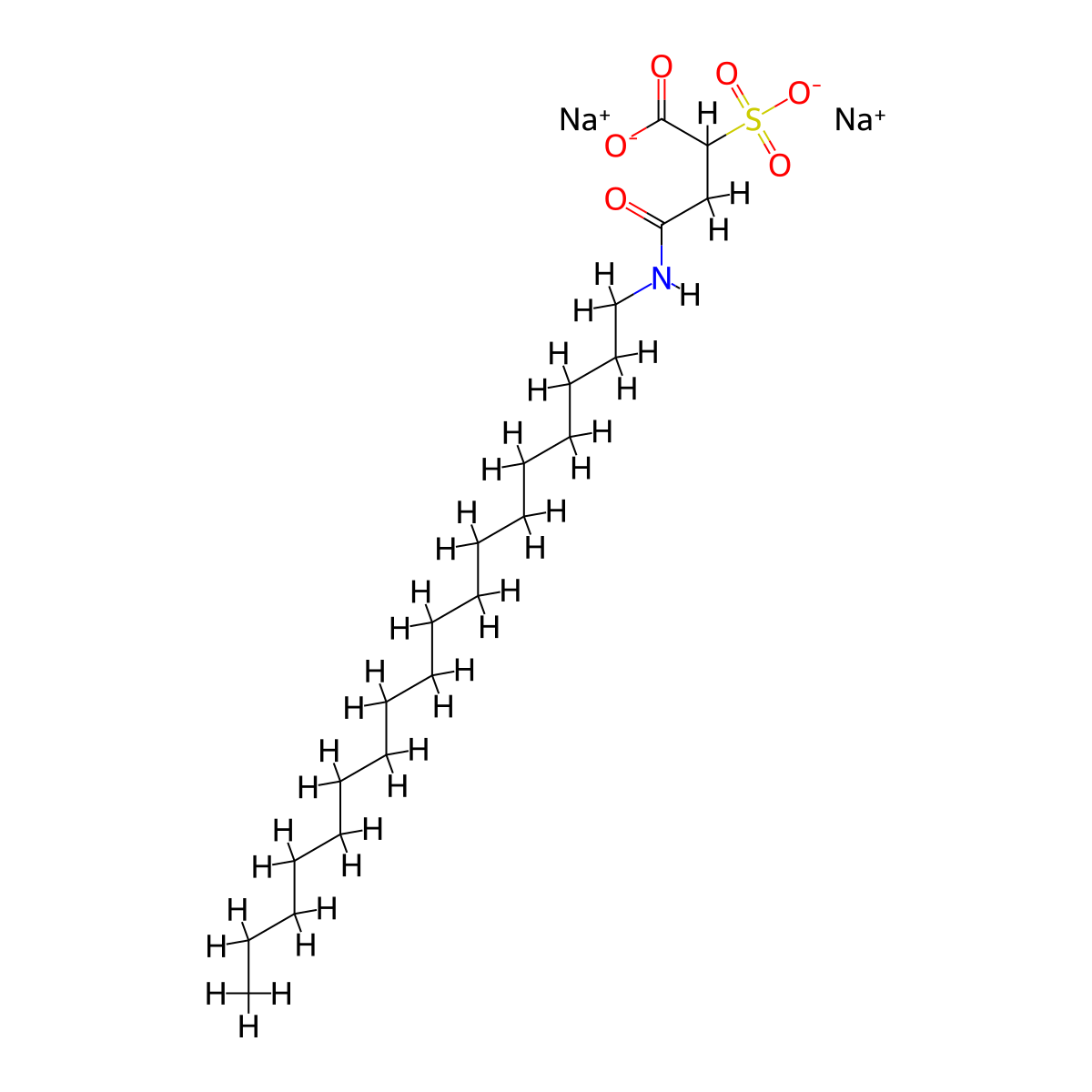 Butanoic acid, 4-(octadecylamino)-4-oxosulfo-, sodium salt (1:2) molecular structure, CAS 52871-18-8