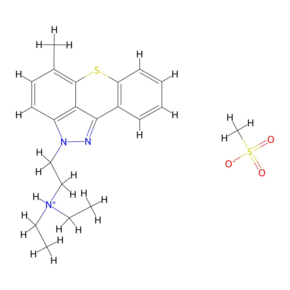 2H-(1)Benzothiopyrano(4,3,2-cd)indazole-2-ethanamine, N,N-diethyl-5-methyl-, monomethanesulfonate molecular structure, CAS 52871-23-5