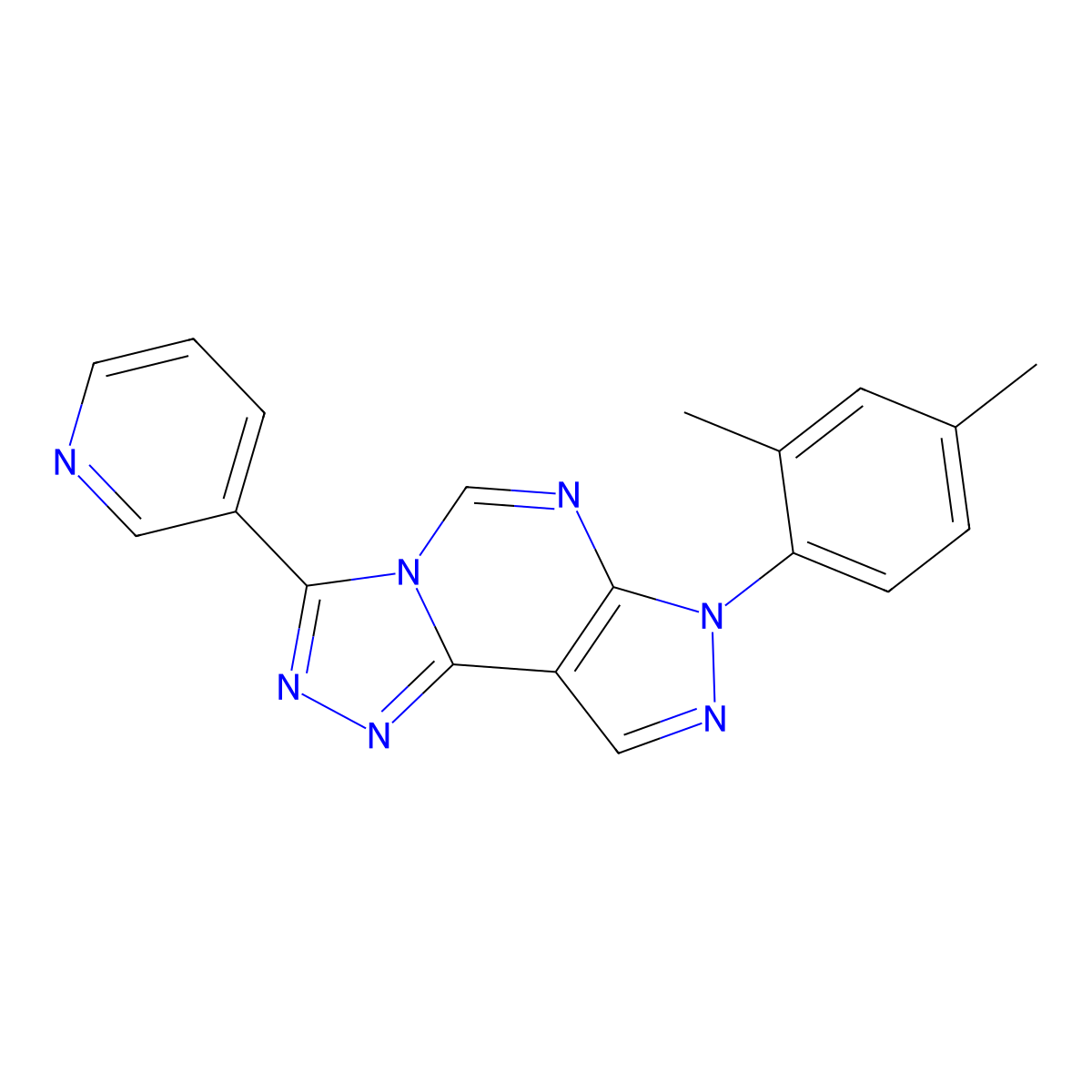 7-(2,4-dimethylphenyl)-3-(pyridin-3-yl)-7H-pyrazolo[4,3-e][1,2,4]triazolo[4,3-c]pyrimidine molecular structure, CAS 5288-55-1