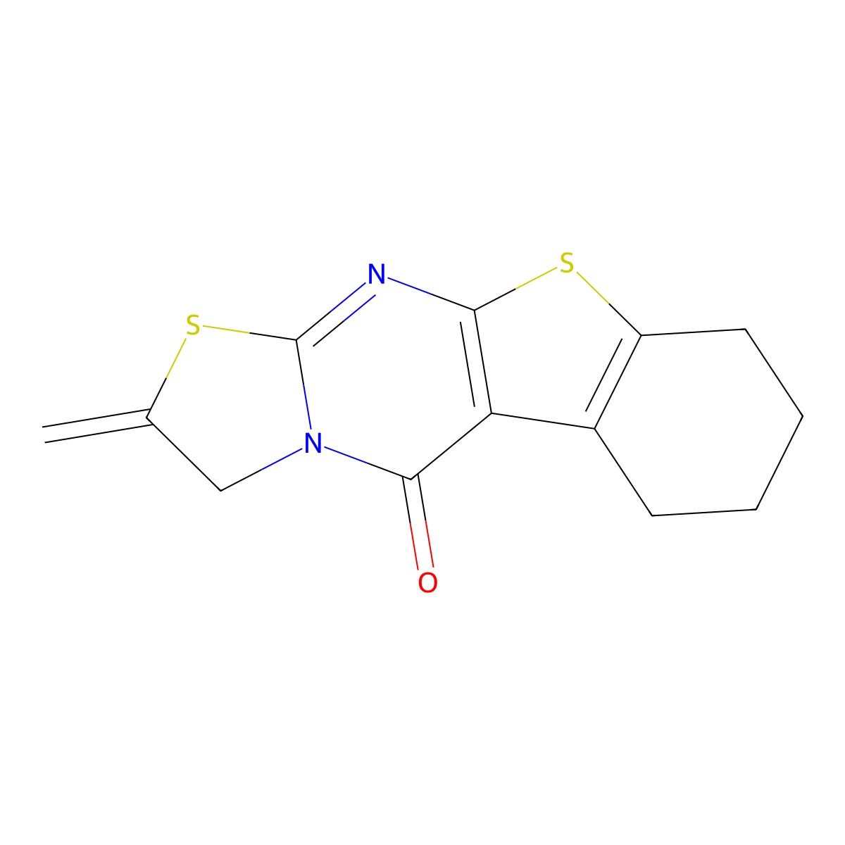 2-methylene-6,7,8,9-tetrahydro-2H-benzo[4,5]thieno[2,3-d]thiazolo[3,2-a]pyrimidin-5(3H)-one molecular structure, CAS 52881-33-1